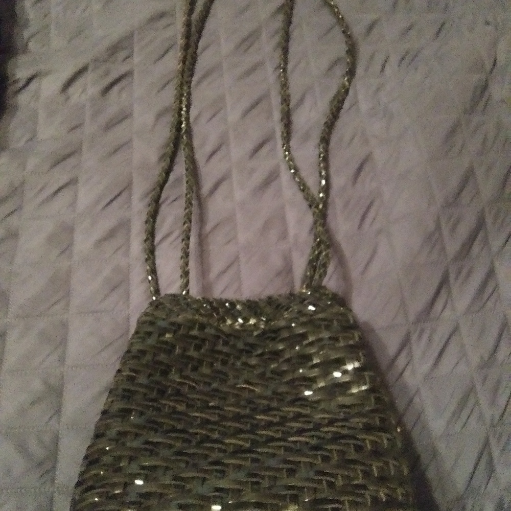 Black woven leather shoulder bag